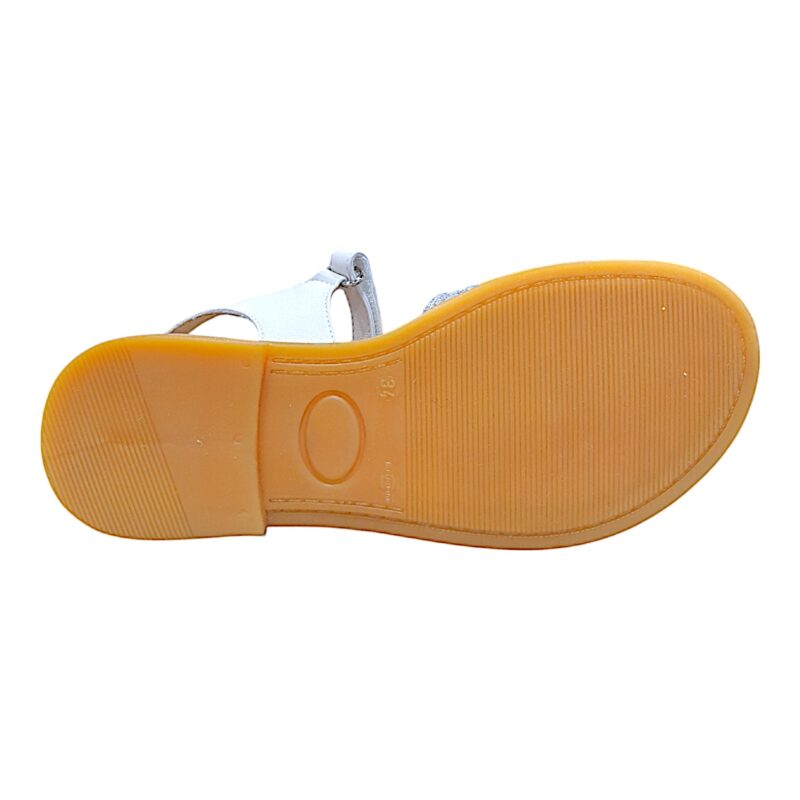 Sandalo bianco per bambina con fasce strass cristal e cinturino a strappo - Chiara Luciani