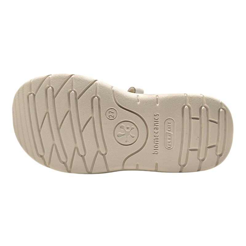 Sandalo bianco per bambina con fiocco su fascia, strappo frontale e alla caviglia – Biomecanics 5 Sandalo bianco per bambina con fiocco sulla fascia a strappo e strappo sulla caviglia – Biomecanics