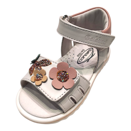 Sandalo bianco-rosa primi passi per bambina con fiori su fascia frontale e apertura a strappo – Balducci 9 Sandalo bianco-rosa primi passi per bambina con fiori sulla fascia frontale e apertura a strappo – Balducci