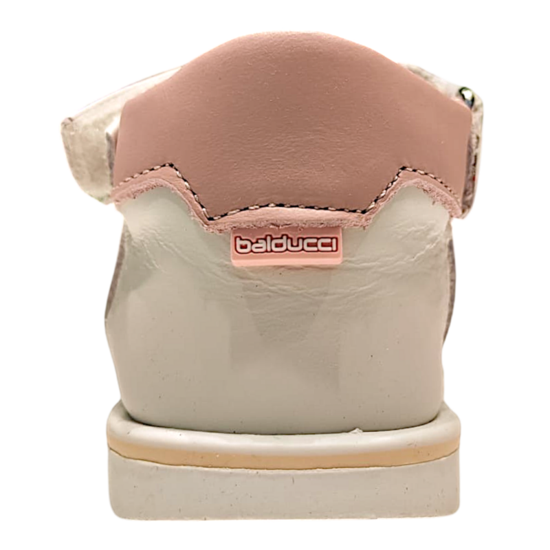 Sandalo bianco-rosa primi passi per bambina con fiori su fascia frontale e apertura a strappo – Balducci 4 Sandalo bianco-rosa primi passi per bambina con fiori sulla fascia frontale e apertura a strappo – Balducci