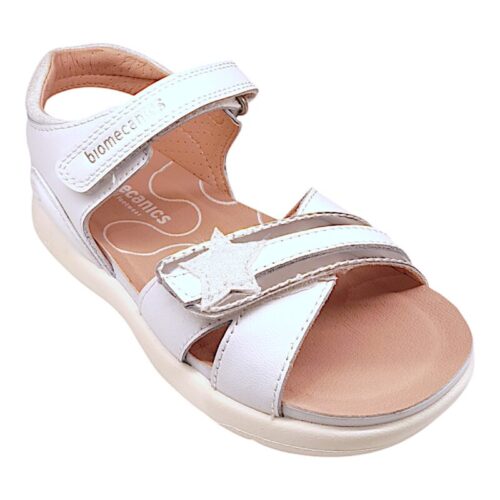 Sandalo bimba bianco con stellina argento – Biomecanics