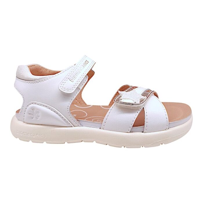 Sandalo bimba bianco con stellina argento – Biomecanics