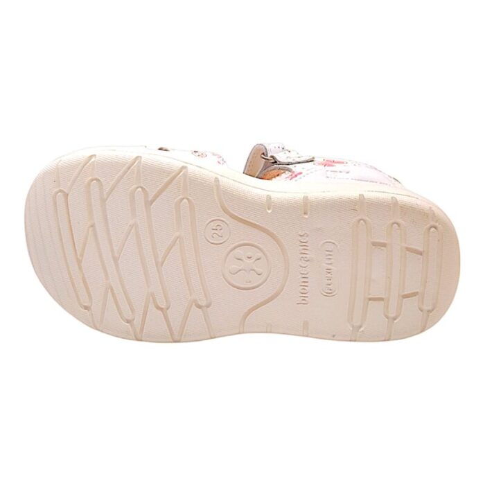 Sandalo bimba modello a ragnetto bianco con farfalle rosa – Biomecanics