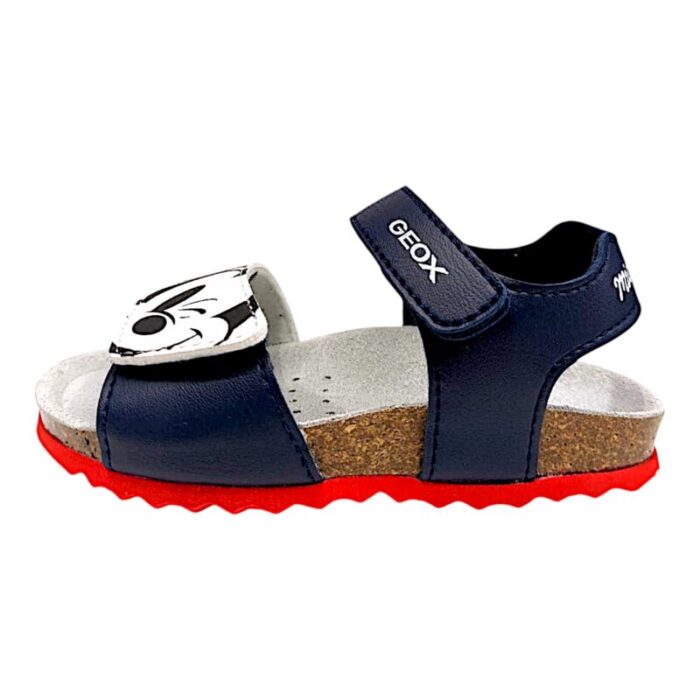 Sandalo bimbo primi passi mickey mouse navy-optic white con doppio strappo - Geox