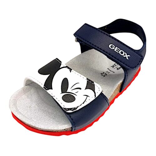 Sandalo bimbo primi passi mickey mouse navy-optic white con doppio strappo - Geox