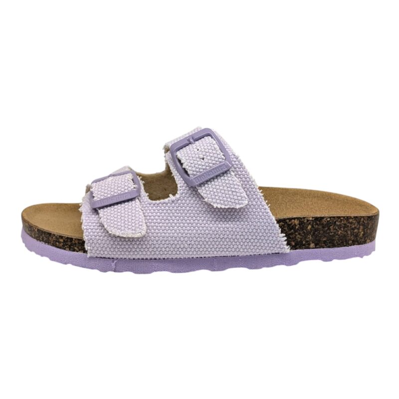 Sandalo, ciabatta per bambina in tessuto lilla - BioNatura