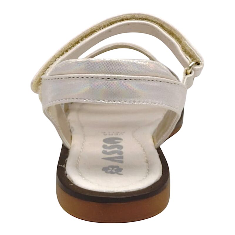 Sandalo cipria traforato con brillantini e strappo - Asso