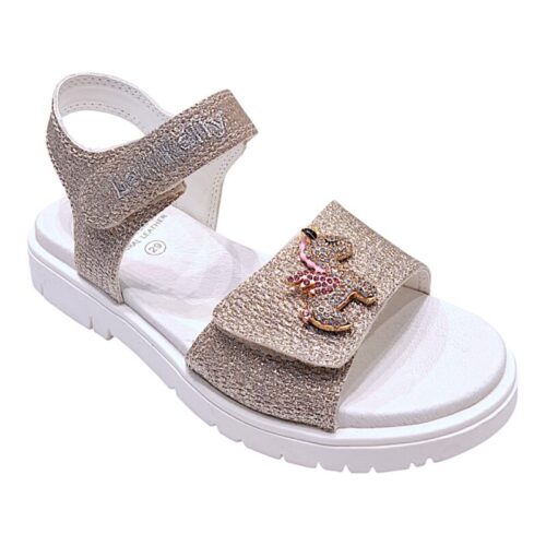 Sandalo color platino glitterato per bambina a tema unicorno - Lelli Kelly