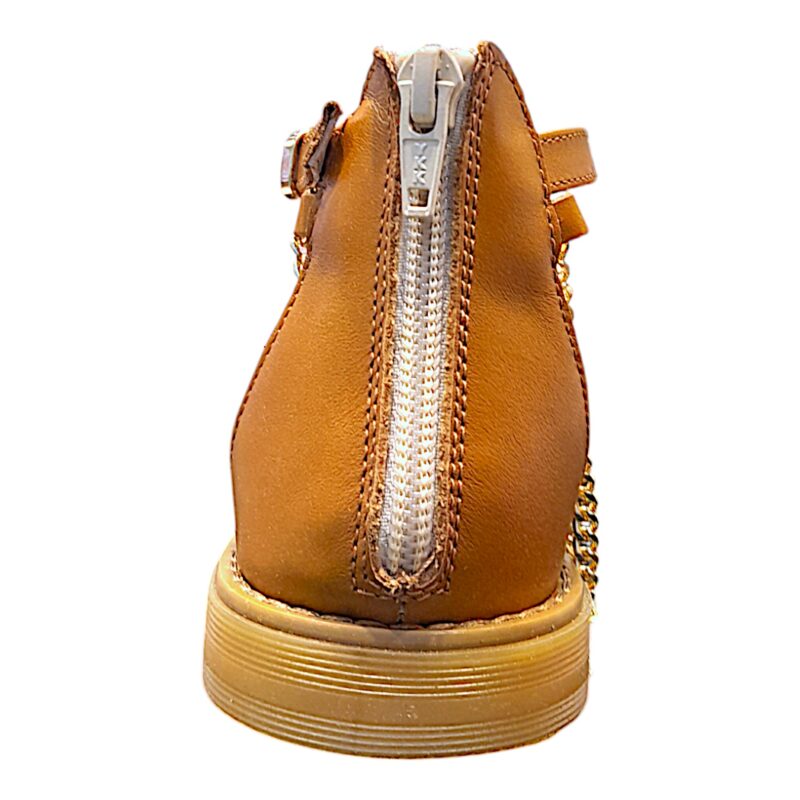 Sandalo cuoio con catenina dorata alla caviglia e fibbia - Chiara Luciani