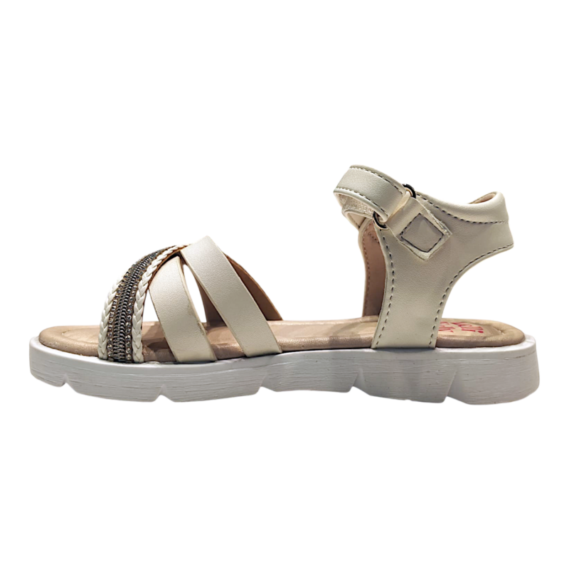 Sandalo Sandra per bambina bianco con fasce frontali incrociate e brillantini glitter argento – Lelli Kelly 3 Sandalo elegante per bambina Sandra bianco con fasce frontali incrociate e brillantini glitter argento – Lelli Kelly