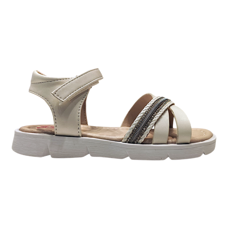 Sandalo Sandra per bambina bianco con fasce frontali incrociate e brillantini glitter argento – Lelli Kelly 2 Sandalo elegante per bambina Sandra bianco con fasce frontali incrociate e brillantini glitter argento – Lelli Kelly