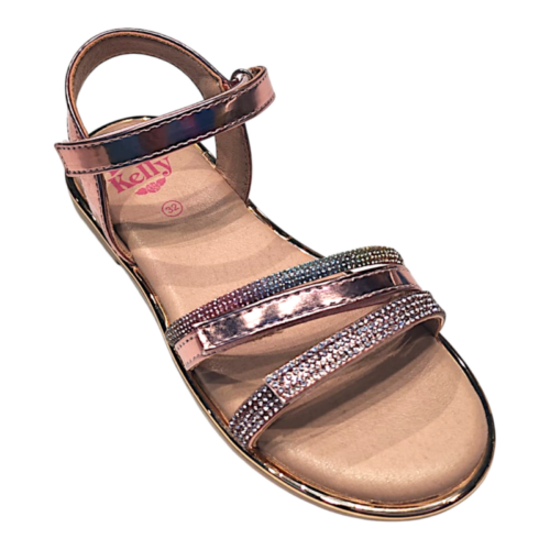 Sandalo elegante per bambina rosa con fascia decorata da brillantini e velcro alla caviglia – Lelli Kelly