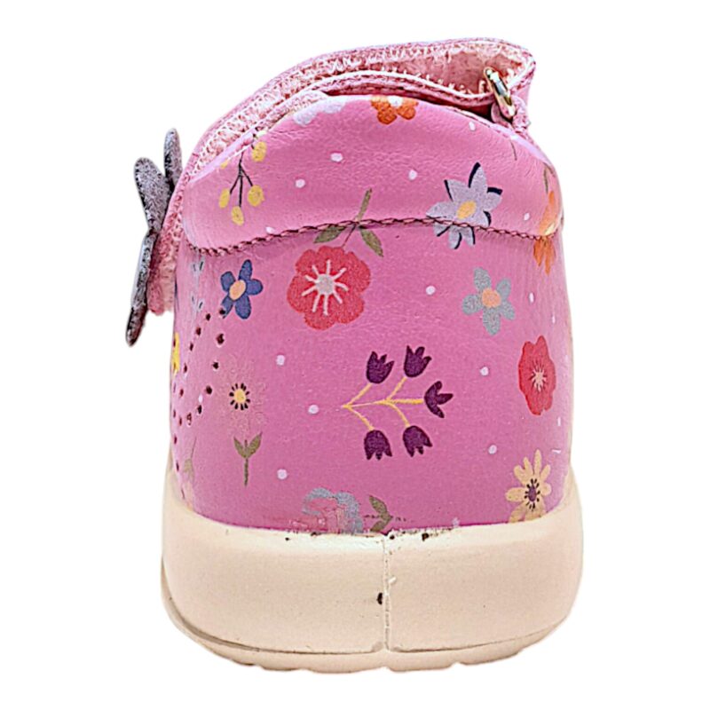 Sandalo fucsia-rosa bambina primi passi con fiorellini decorativi e doppio strappo - Falcotto