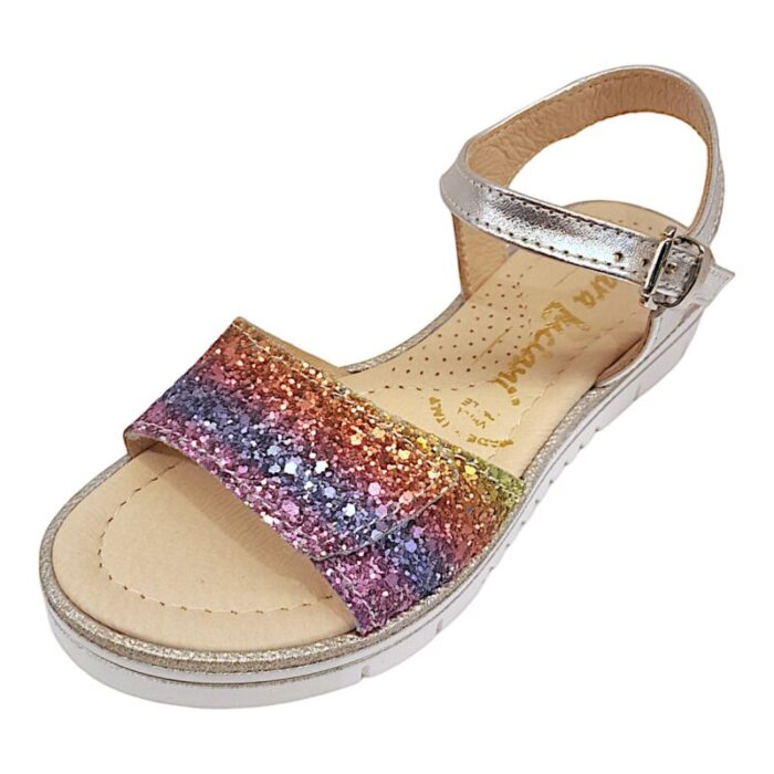 Sandalo glitter multicolor per bambina con chiusura argento - Chiara Luciani