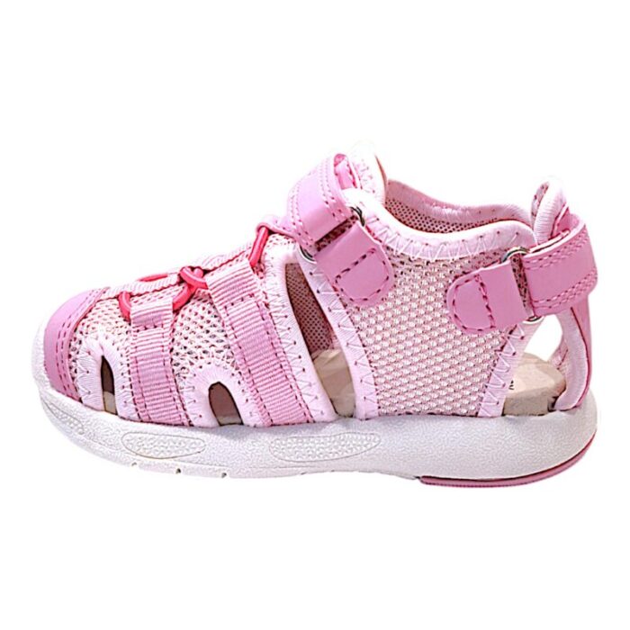 Sandalo granchietto rosa per bimba in tessuto con strappo - Geox