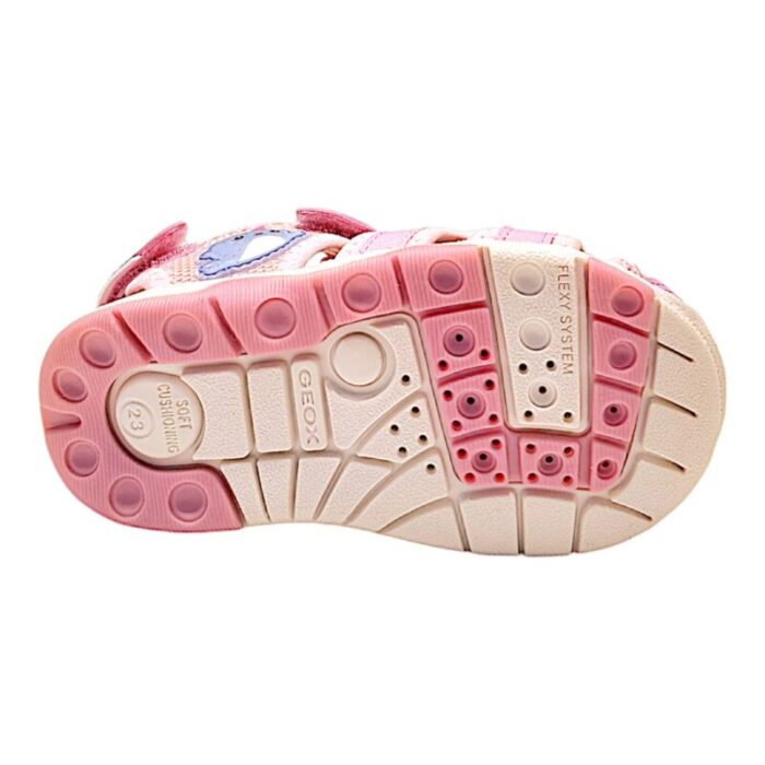 Sandalo granchietto rosa per bimba in tessuto con strappo - Geox