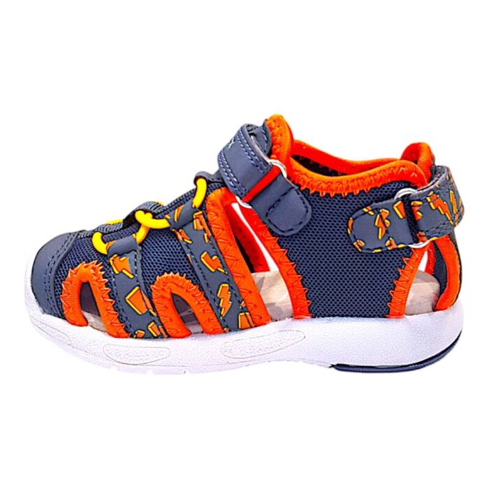 Sandalo granchietto unisex in tessuto con strappo navy-orange - Geox