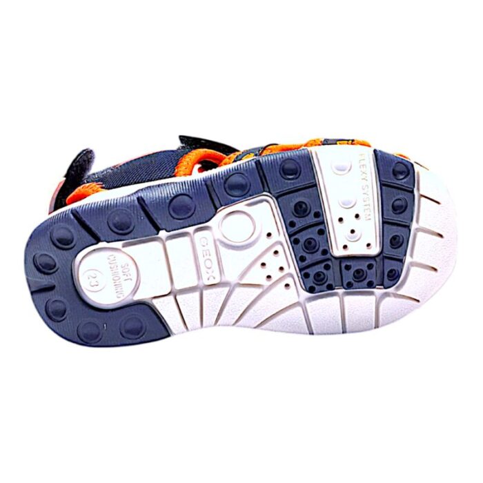 Sandalo granchietto unisex in tessuto con strappo navy-orange - Geox