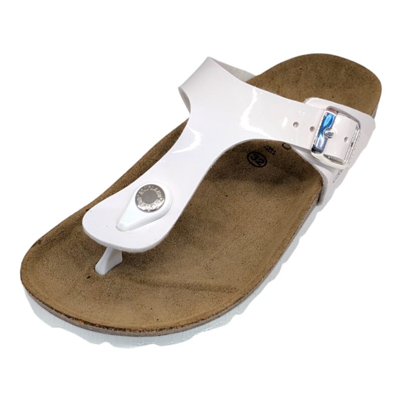 Sandalo infradito bianco per bambina in similpelle con fibbia - Grunland