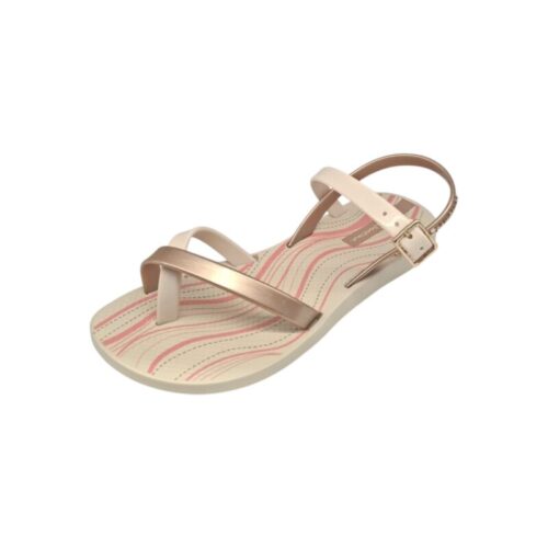 Sandalo infradito in gomma per bambina beige-oro con chiusura dietro e fascette incrociate – Ipanema