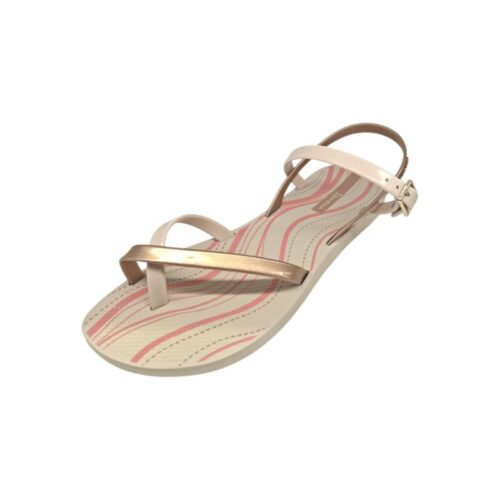 Sandalo infradito in gomma per bambina beige-oro con chiusura dietro e fascette incrociate – Ipanema