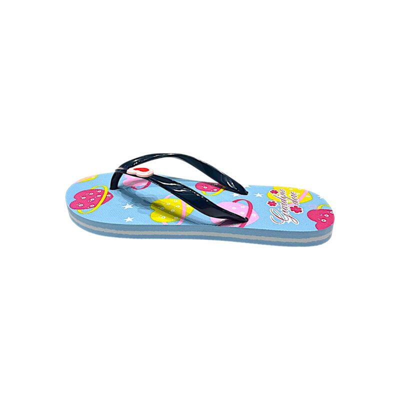 Sandalo infradito celeste-blu per bambina con fantasia di cuori e pianeti – Giardino d'Oro 2 Sandalo infradito per bambina celeste e blu con fantasia di cuori e pianeti – Giardino d'Oro
