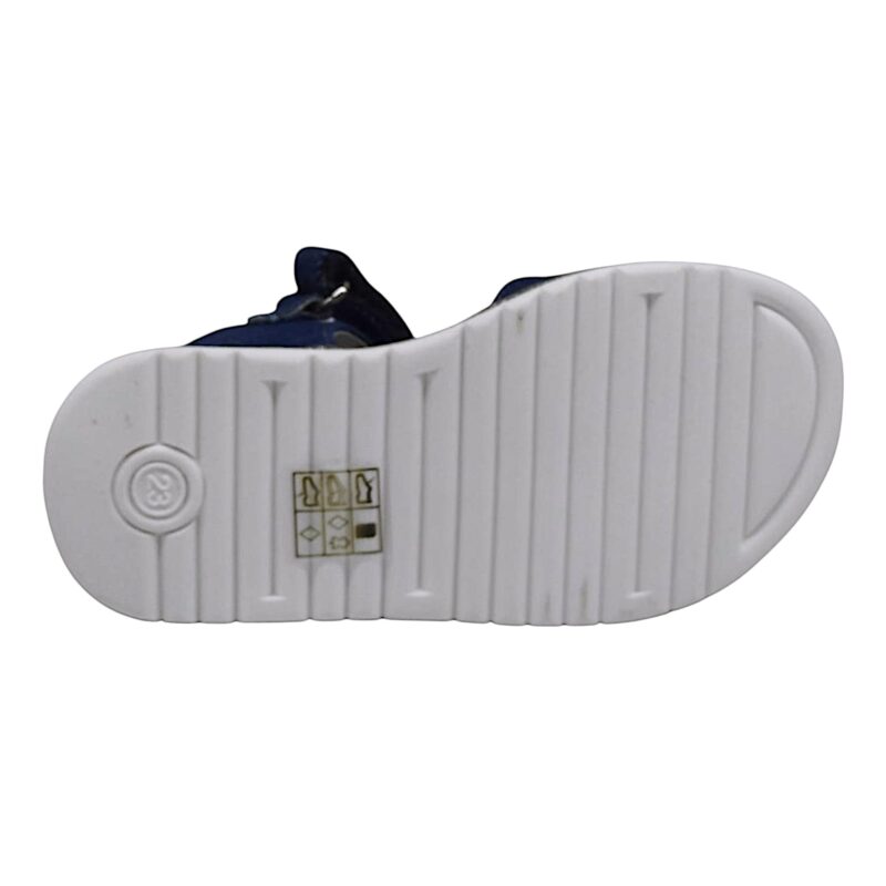 Sandalo jeans con strappo, fascia a strappo decorata e fiori uncinetto multicolor - Asso