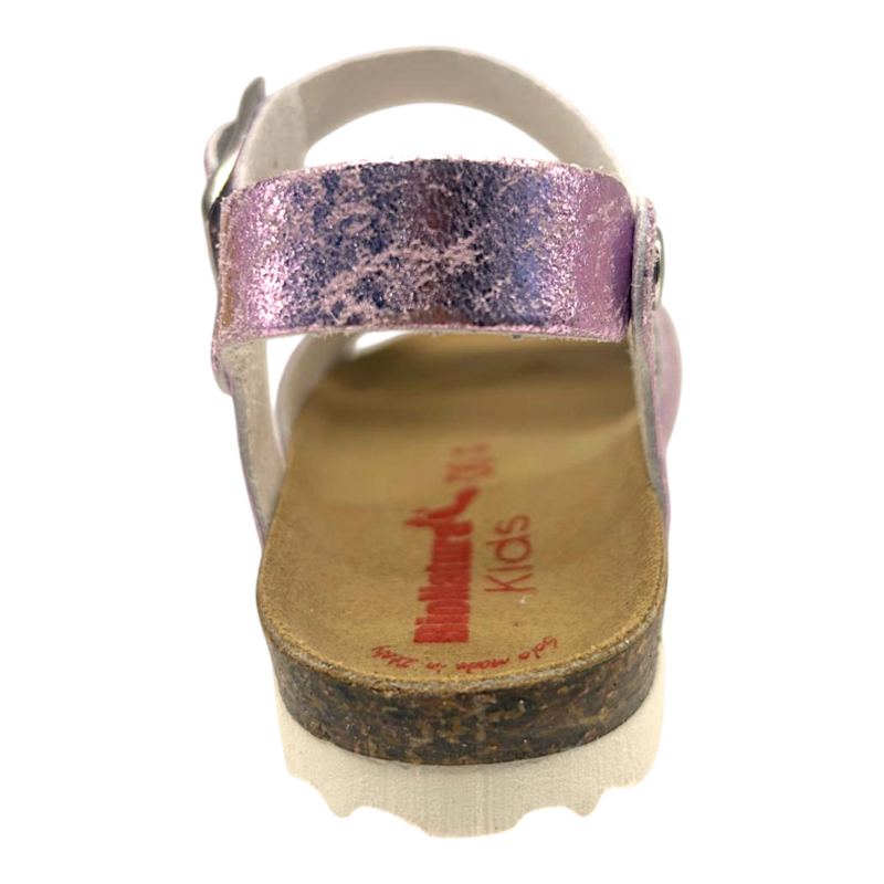 Sandalo per bambina lilla metallizzato con doppia fibbia - BioNatura 4 Sandalo lilla metallizzato con doppia fibbia per bambina – BioNatura