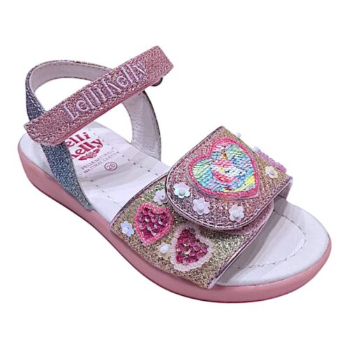 Sandalo multi glitter con fiorellini, cuoricini e fantasia unicorno - Lelli Kelly