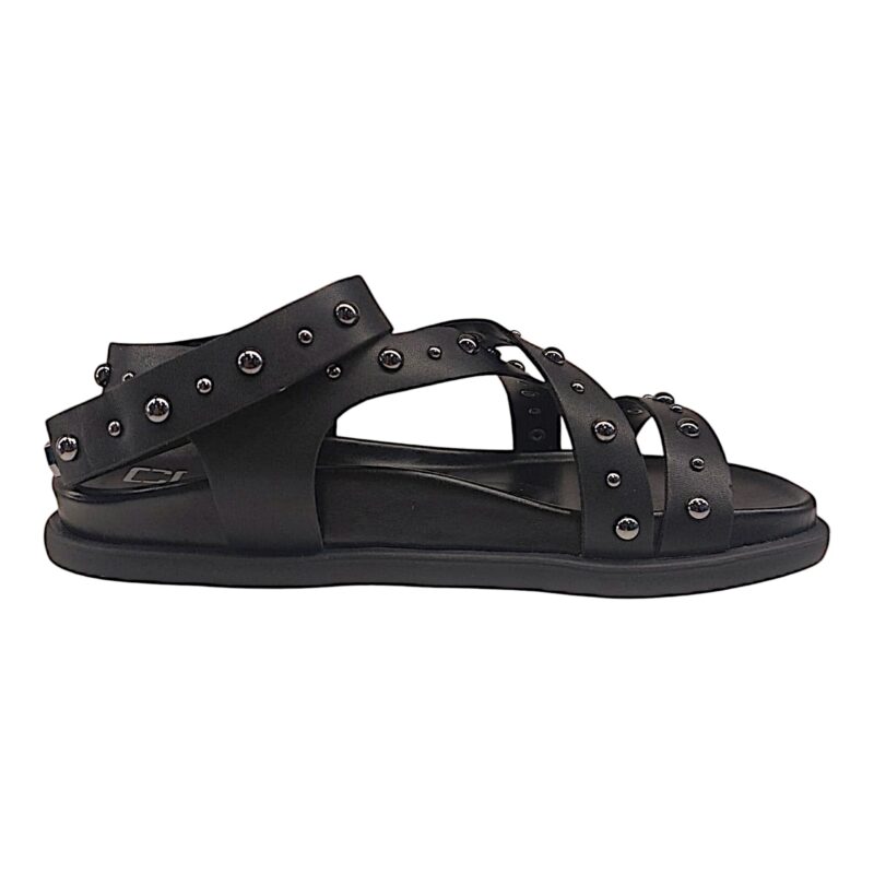 Sandalo nero per bambina patty in similpelle con borchie e fibbie - Cult