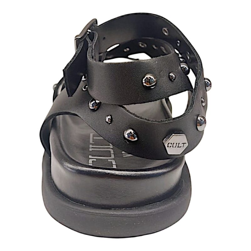 Sandalo nero per bambina patty in similpelle con borchie e fibbie - Cult