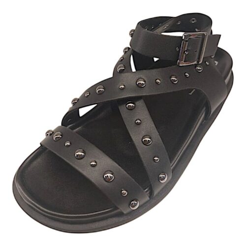 Sandalo nero per bambina patty in similpelle con borchie e fibbie - Cult