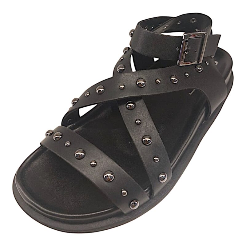 Sandalo nero per bambina patty in similpelle con borchie e fibbie - Cult