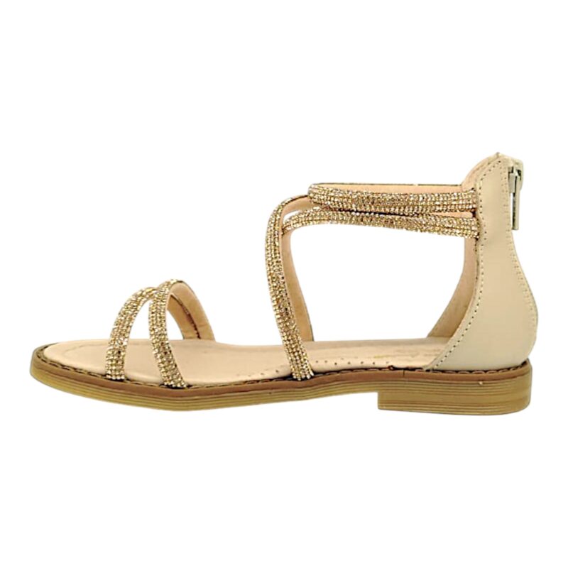 Sandalo nude per bambina con zip posteriore e fasce a incrocio decorate da strass crystal – Chiara Luciani 3 Sandalo nude per bambina con zip posteriore e fasce a incrocio decorate da strass crystal – Chiara Luciani