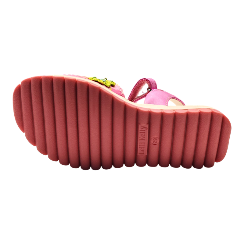 Sandalo per bambina Eloise fucsia con decorazioni floreali multicolor e velcro su fascia frontale – Lelli Kelly 5 Sandalo per bambina Eloise fucsia con decorazioni floreali multicolor e velcro su fascia frontale – Lelli Kelly