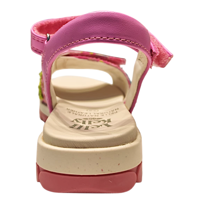 Sandalo per bambina Eloise fucsia con decorazioni floreali multicolor e velcro su fascia frontale – Lelli Kelly 4 Sandalo per bambina Eloise fucsia con decorazioni floreali multicolor e velcro su fascia frontale – Lelli Kelly