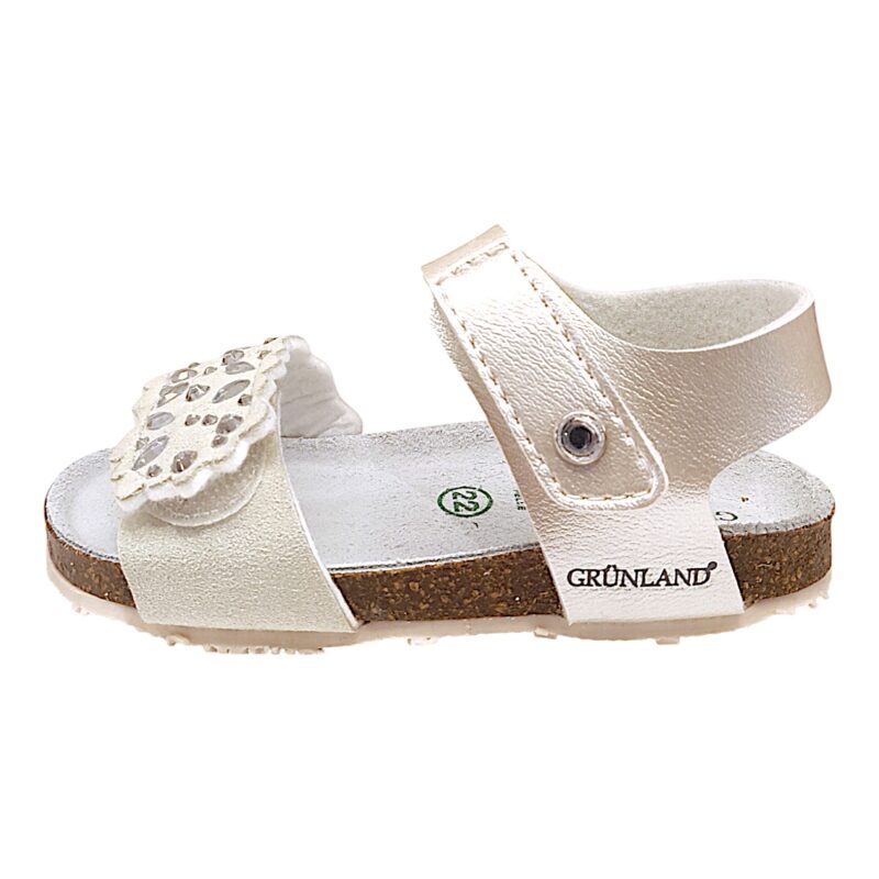 Sandalo per bambina con strappo bianco madreperlato e svarovski - Grunland