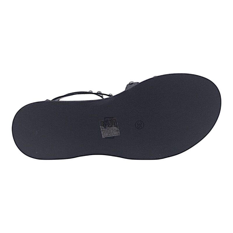 Sandalo per bambina malaga nero con borchie e zip (suola bassa) - Cult