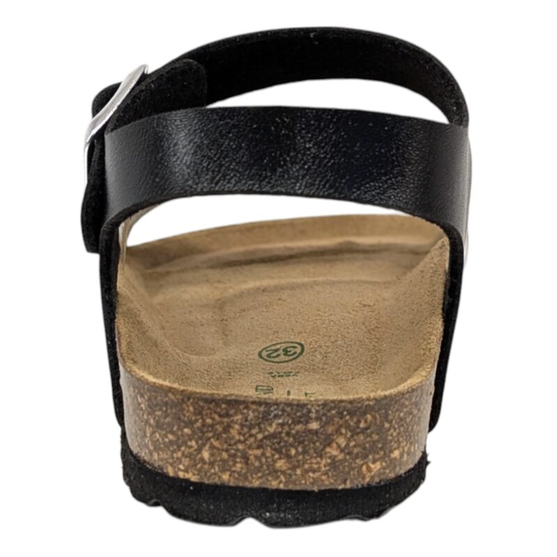 Sandalo per bambina nero-bianco maculato con strappo e fibbia - Grunland