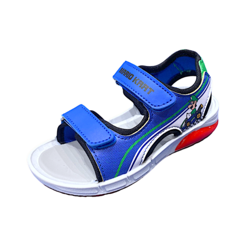 Sandalo per bambino Super Mario blu cobalto-rosso con doppio strappo e luci – FLA Europe 9 Sandalo per bambino Super Mario blu cobalto-rosso con doppio strappo e luci – FLA Europe