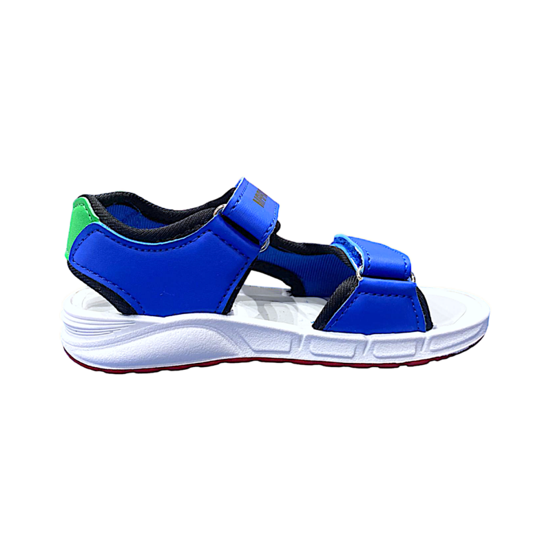 Sandalo per bambino Super Mario blu cobalto-rosso con doppio strappo e luci – FLA Europe 2 Sandalo per bambino Super Mario blu cobalto-rosso con doppio strappo e luci – FLA Europe