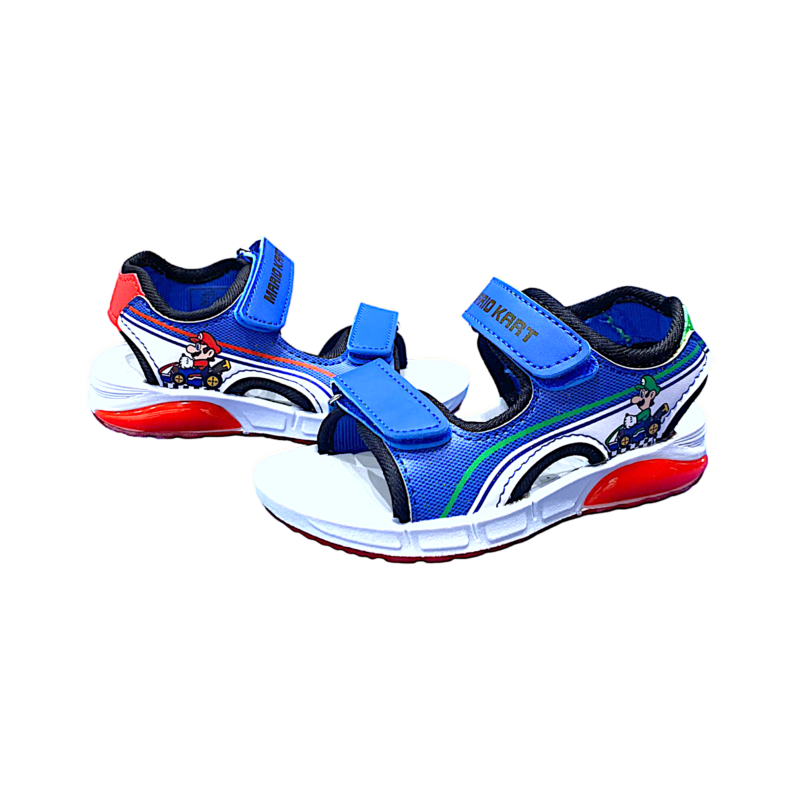Sandalo per bambino Super Mario blu cobalto-rosso con doppio strappo e luci – FLA Europe 4 Sandalo per bambino Super Mario blu cobalto-rosso con doppio strappo e luci – FLA Europe