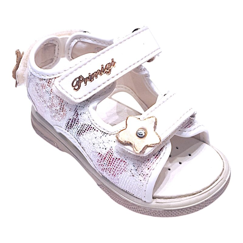 Sandalo primi passi bambina bianco con triplo strappo – Primigi