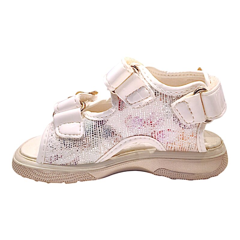 Sandalo primi passi bambina bianco con triplo strappo – Primigi