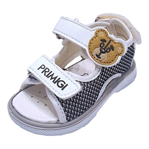Sandalo primi passi bambina bianco-grigio con triplo strappo – Primigi