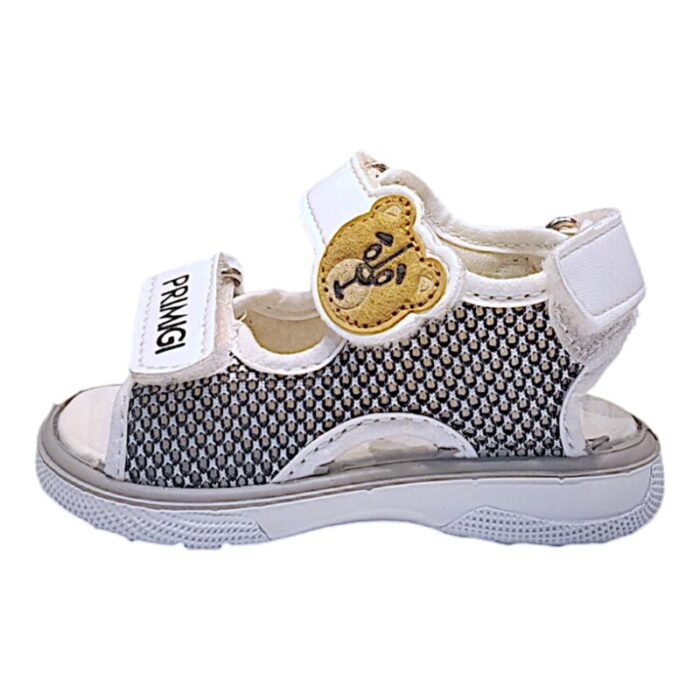 Sandalo primi passi bambina bianco-grigio con triplo strappo – Primigi