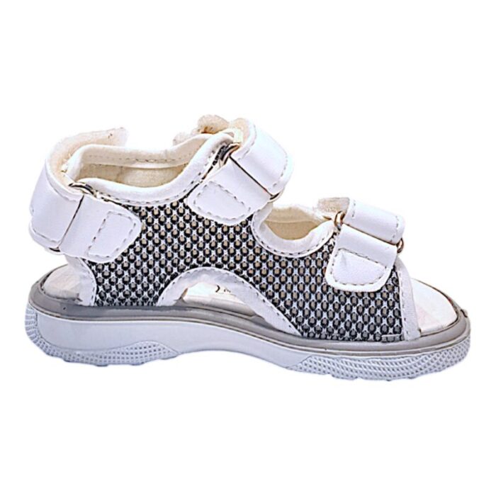 Sandalo primi passi bambina bianco-grigio con triplo strappo – Primigi