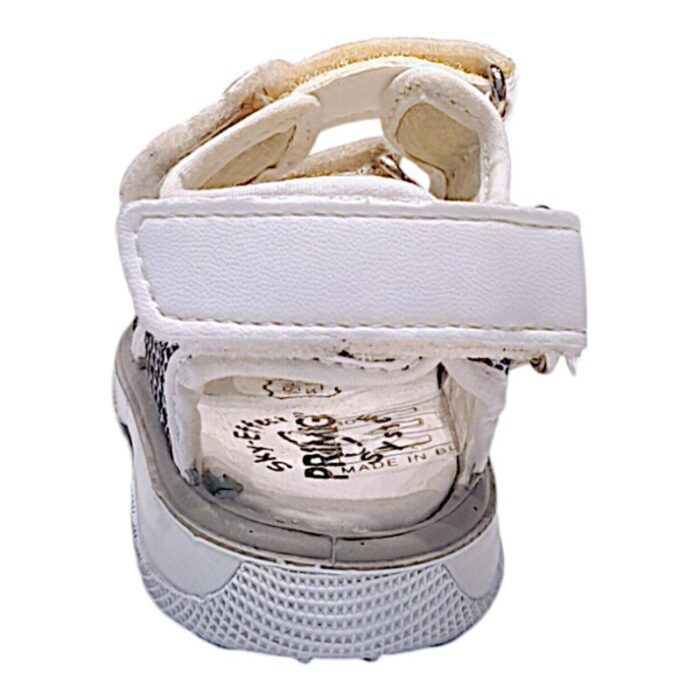 Sandalo primi passi bambina bianco-grigio con triplo strappo – Primigi