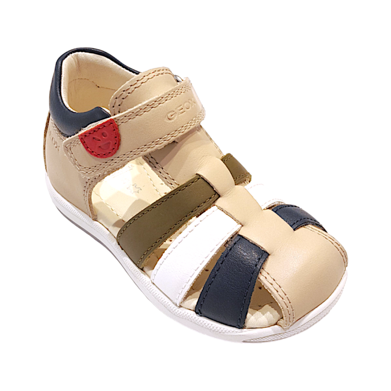 Sandalo ragnettprimi passi bambino beige-multicolor con strappo – Geox 1 Sandalo primi passi bambino beige multicolor con strappo – Geox