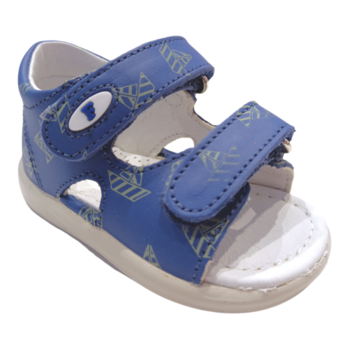Sandalo primi passi new river azure-milk sole white blu con barchette e doppio strappo – FALCOTTO